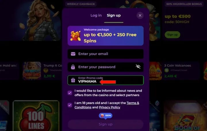 Exklusiver SpinMama Bonus mit Code VIPMAMA